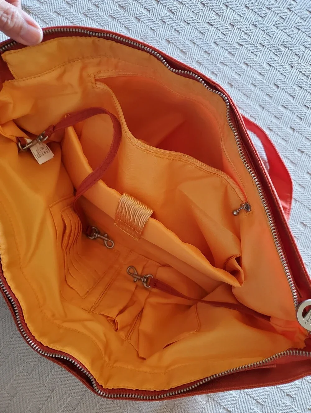 Baggallini Burnt Orange Coral Quilted Nylon Travel Tote Bag Shoulder Satchel